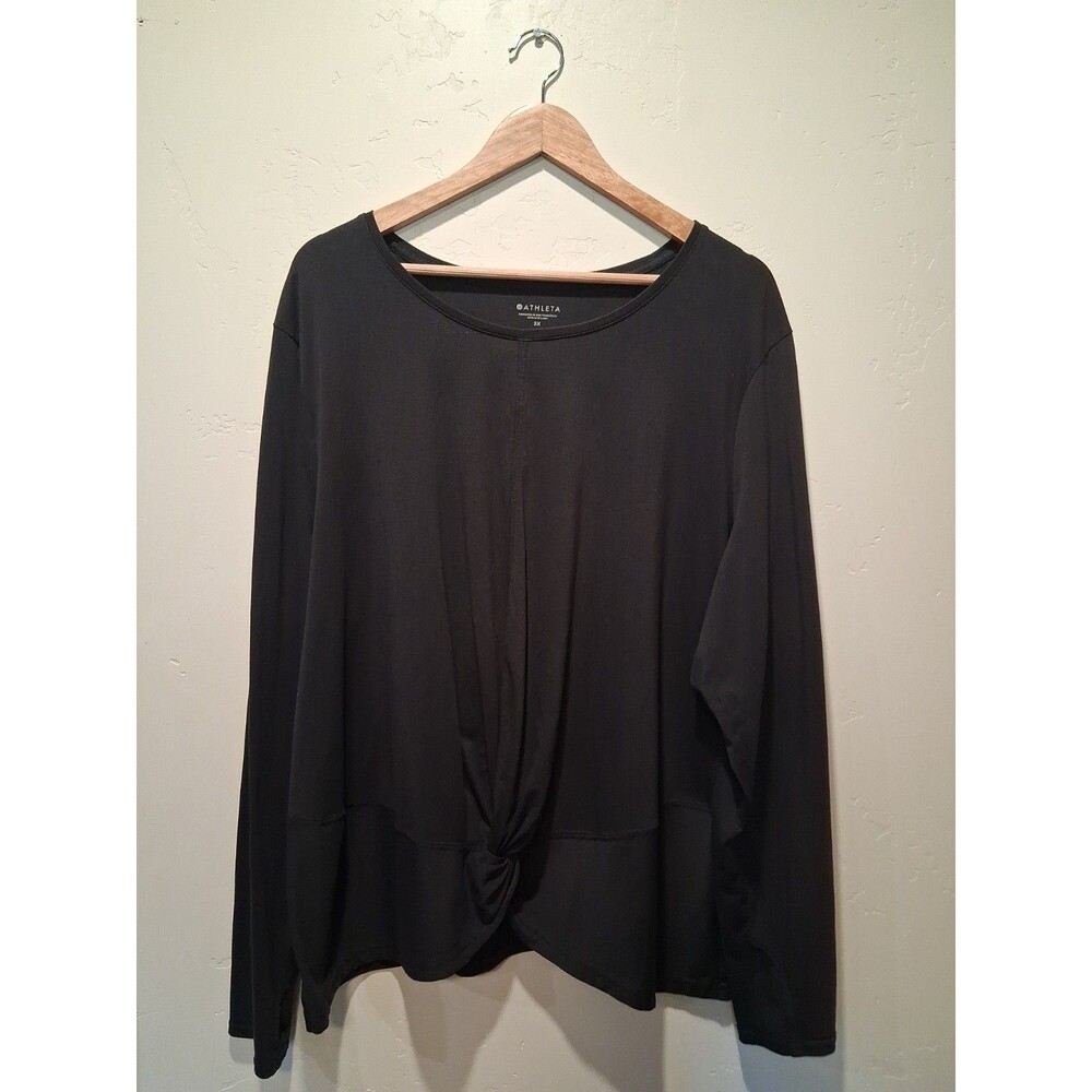 Athleta Plus Size 3X Black Long Sleeve Twist Front Top Soft Activewear Lounge‎